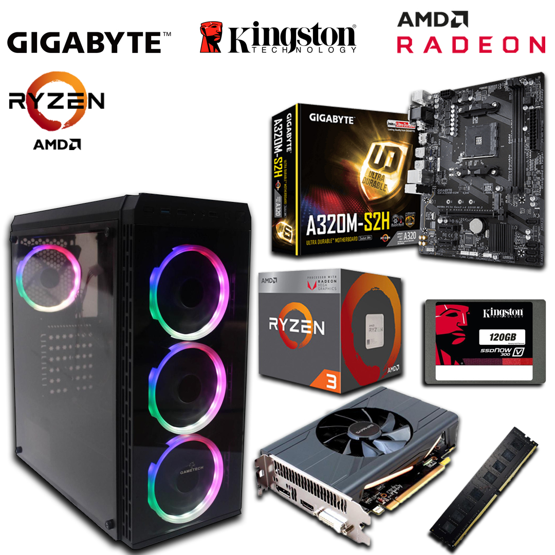 PLAY GAMING PC / RYZEN 2200G /8GB RAM /500GB HDD/120GB SSD/ RX570 EKRAN KARTI