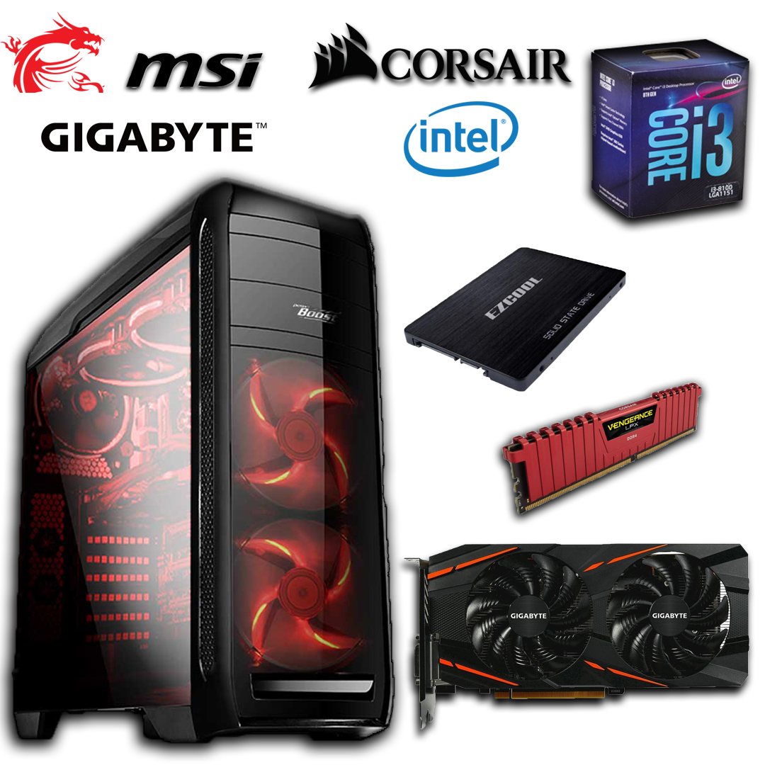 PLAY GAMING PC /i3-8100/8GB DDR4 RAM /240GB SSD/RX 570 4GB EKRAN KARTI